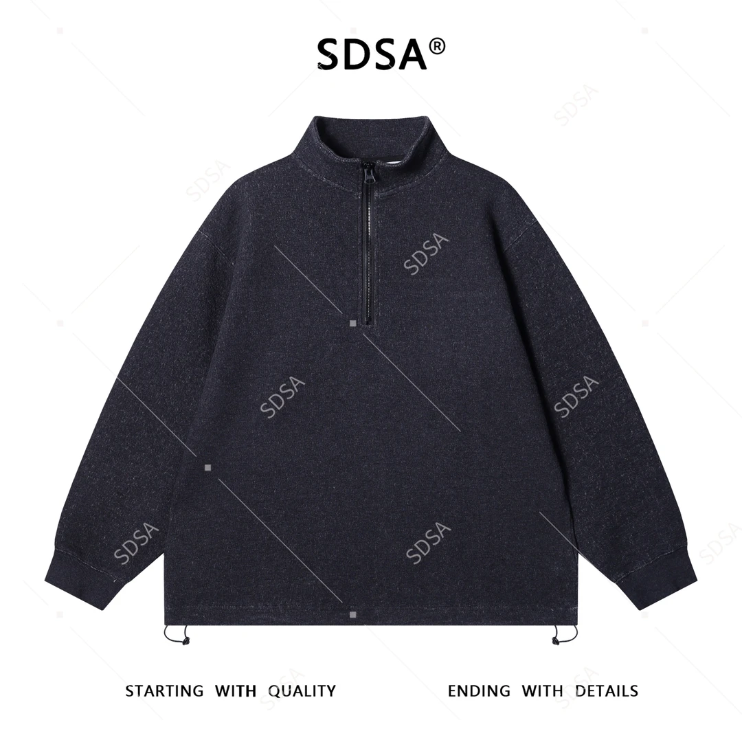 SDSA男士秋冬新款痞帅男装潮牌半拉链立领卫衣下摆松紧设计百搭