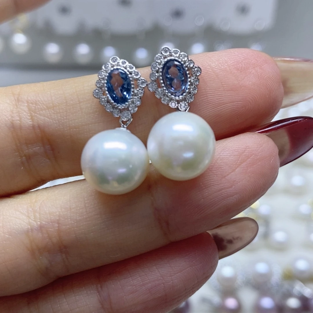 淡水珍珠耳饰银S925镶嵌