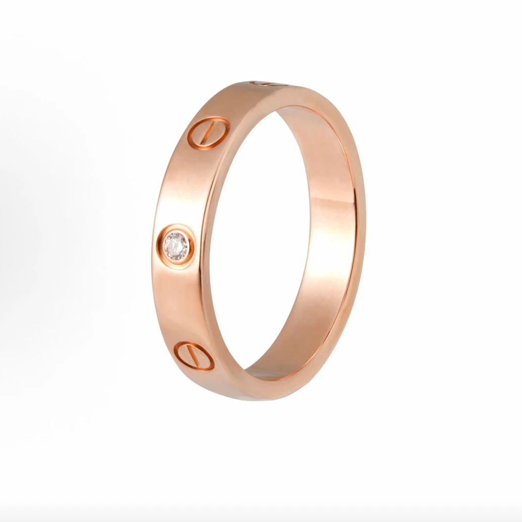 99新 Cartier/卡地亚 love单钻戒指玫瑰金新码52号16143807