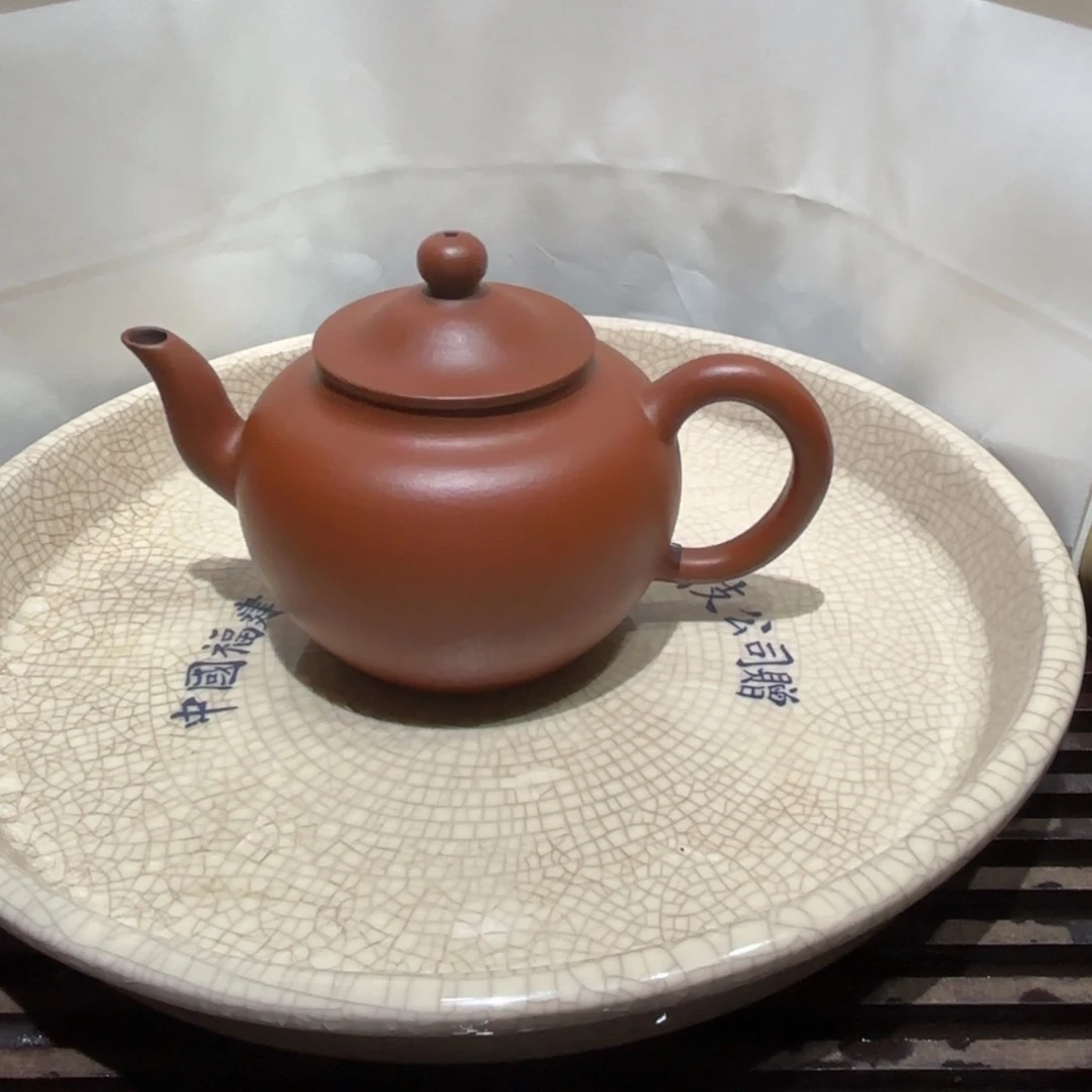茶壶紫砂90年代 半手 朱泥 平盖莲子