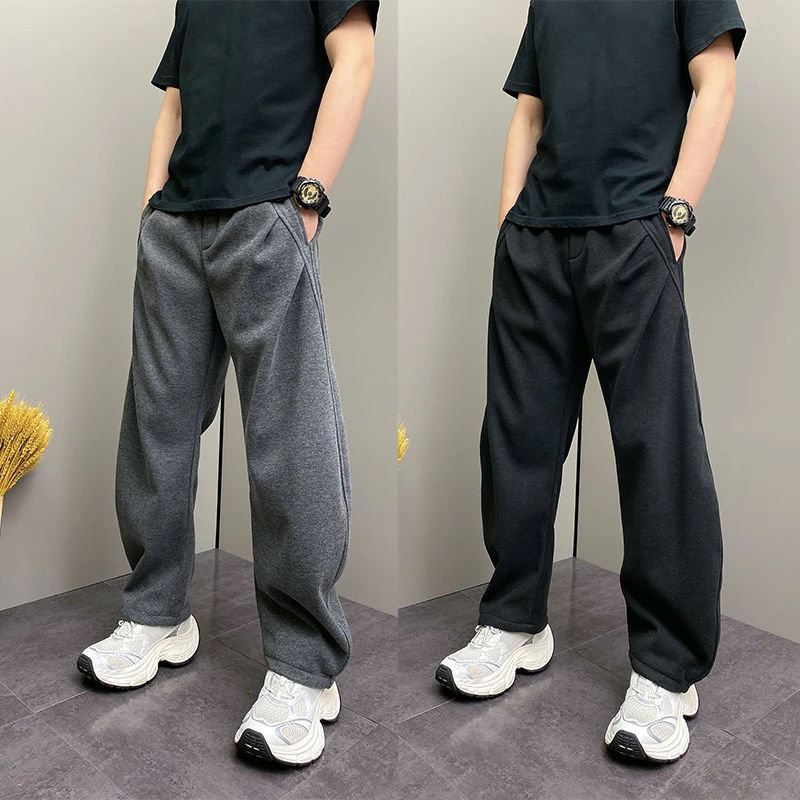2025年冬季加绒加厚潮流韩版痞帅宽松哈伦裤青年男士休闲运动卫裤