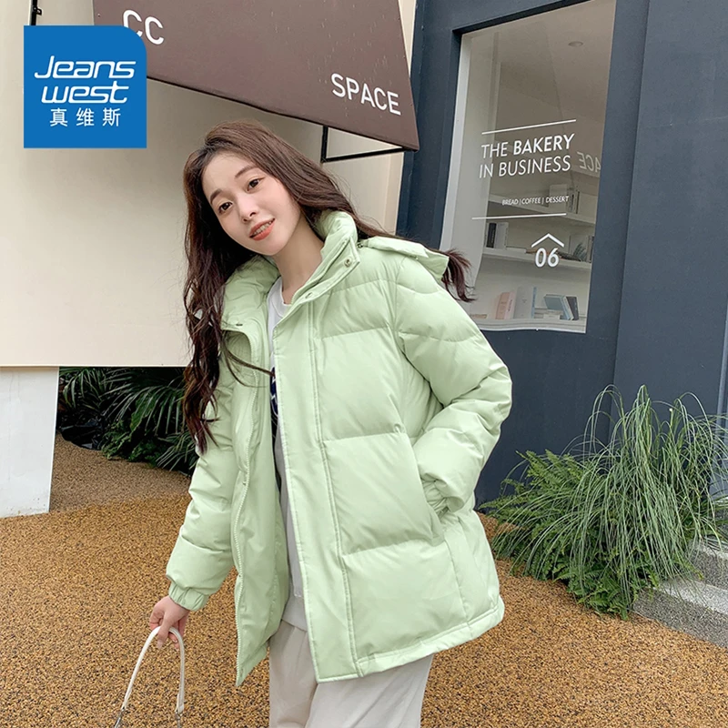 真维斯防风保暖20205女新款连帽常规款棉服甄选超暖绒冬日棉服L