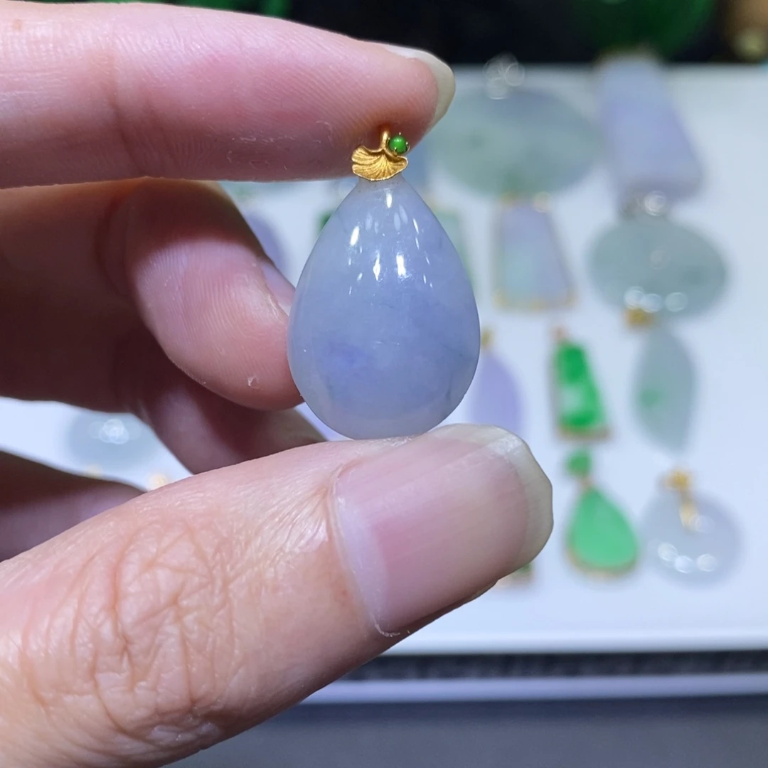 翡翠18K金镶嵌吊坠(不含链)