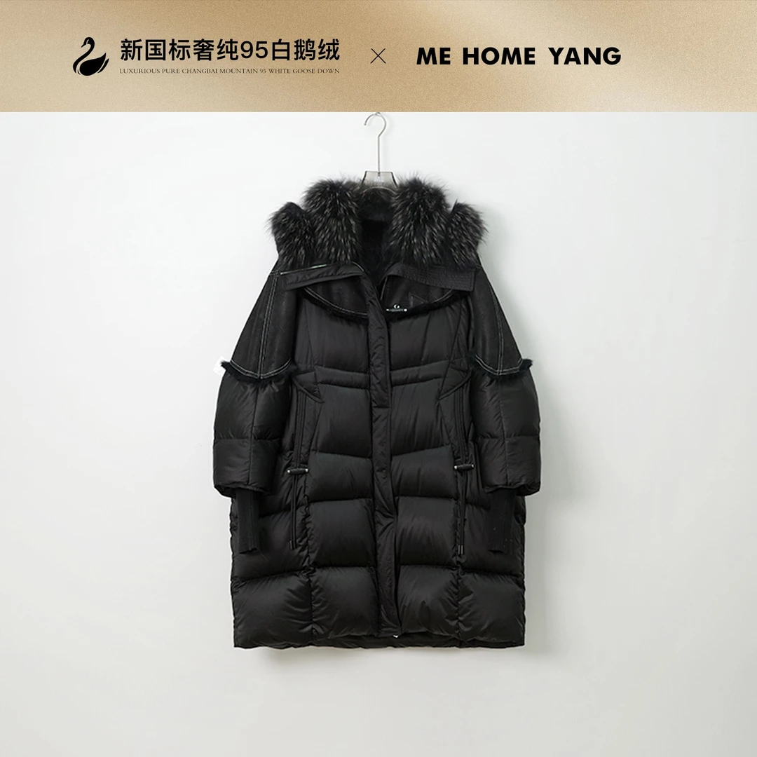 ME【御寒王】貉子毛领95白鹅绒面包服长款保暖羽绒服MEQA2299
