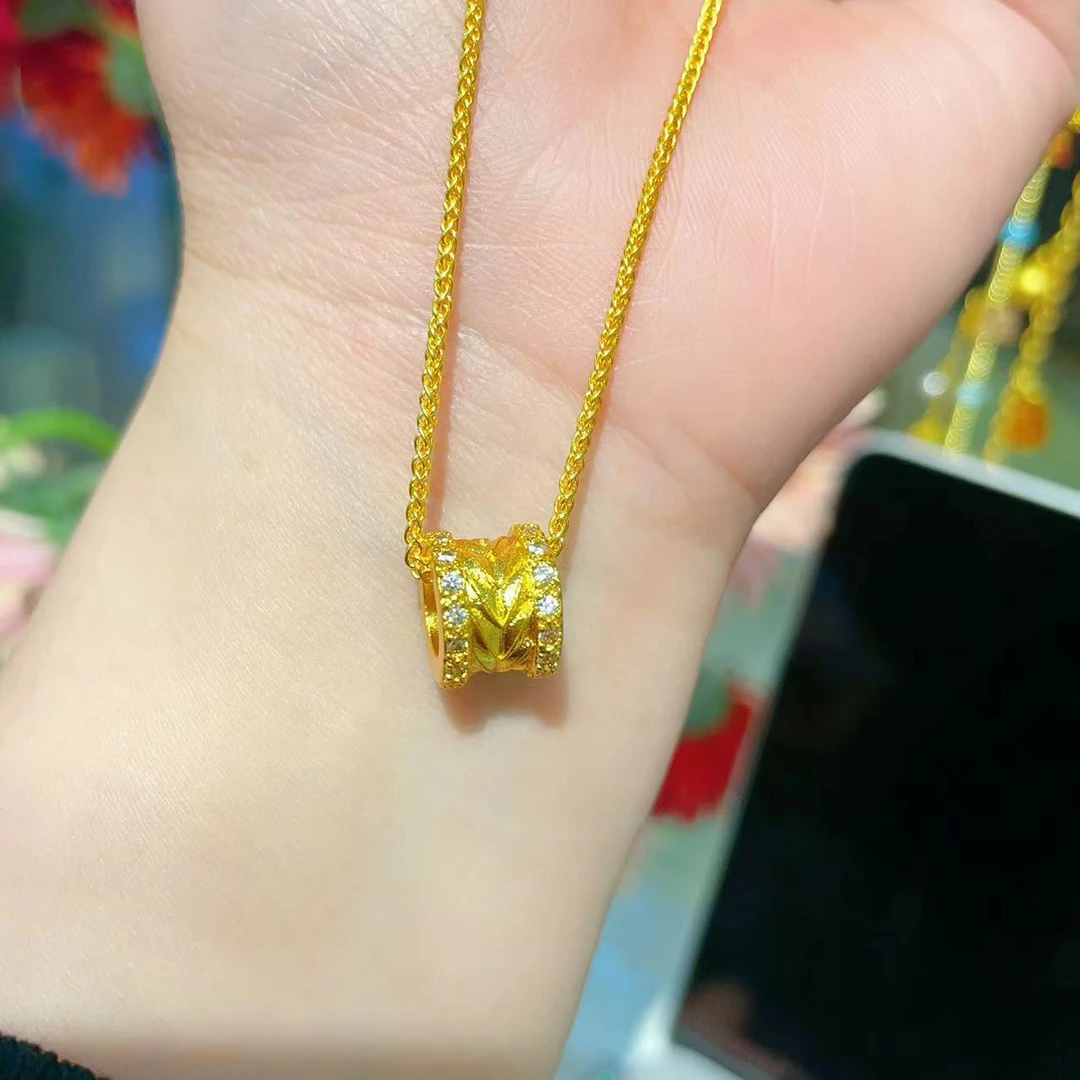 铜合金项链 微镶点钻路路通风雨桥金色吊坠项链气质毛衣链小蛮腰