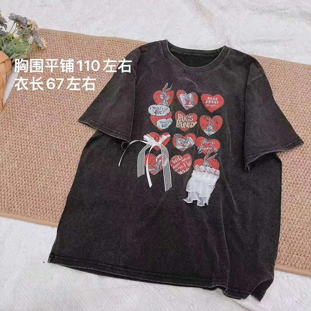 【兔八哥】可爱减龄时尚百搭经典宽松显瘦卡通蝴蝶结短袖T恤