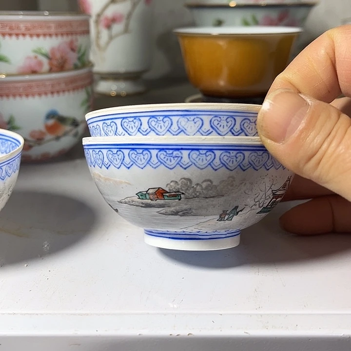 黄***光景德镇陶瓷小茶碗2个