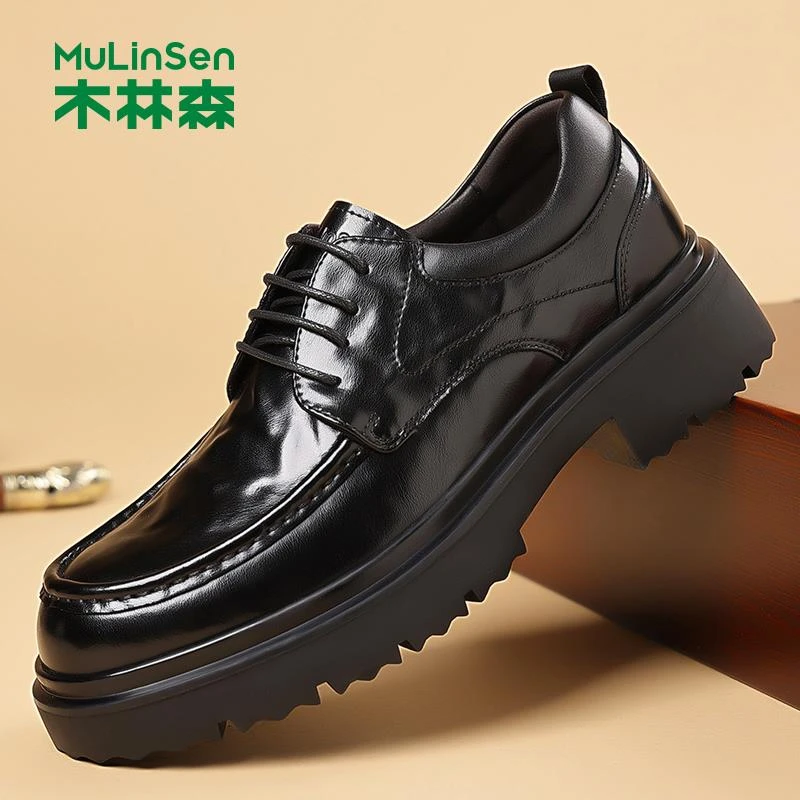 木林森男鞋夏季新款商务正装皮鞋男士英伦风休闲鞋真皮舒适爸爸鞋
