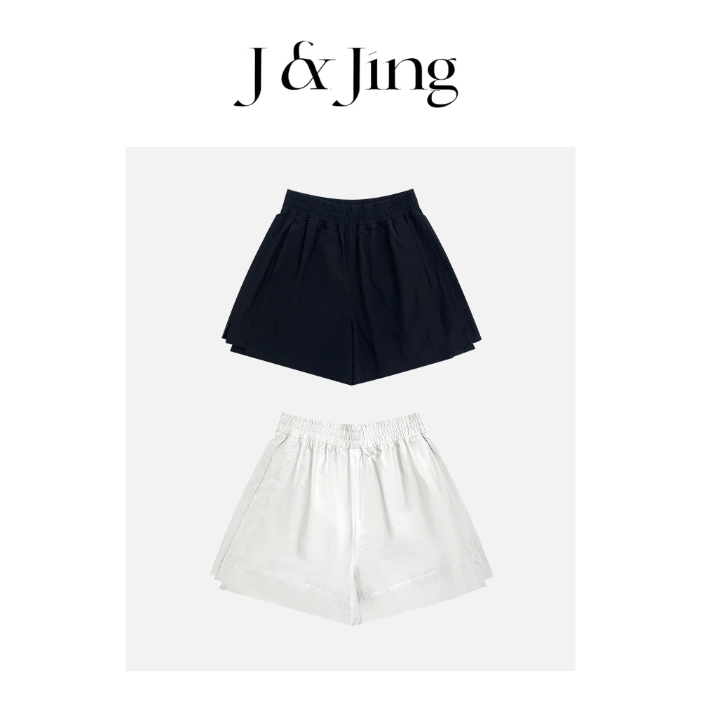 J&Jing-「快乐檬轻松裤」-上新~高腰显瘦百搭运动宽松短裤c05k03