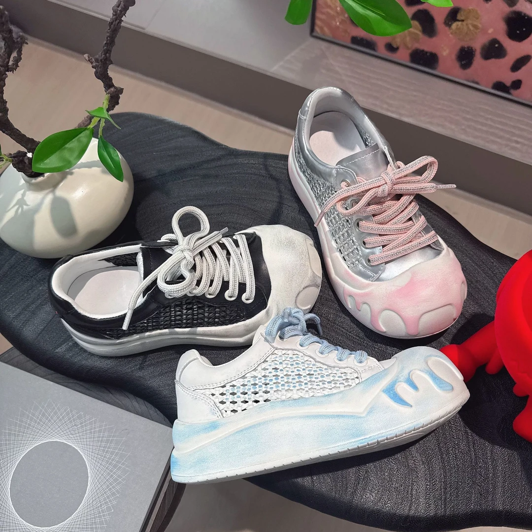 冰激凌~~小众设计师款夏季编织网面潮鞋ins休闲百搭时尚透气板鞋