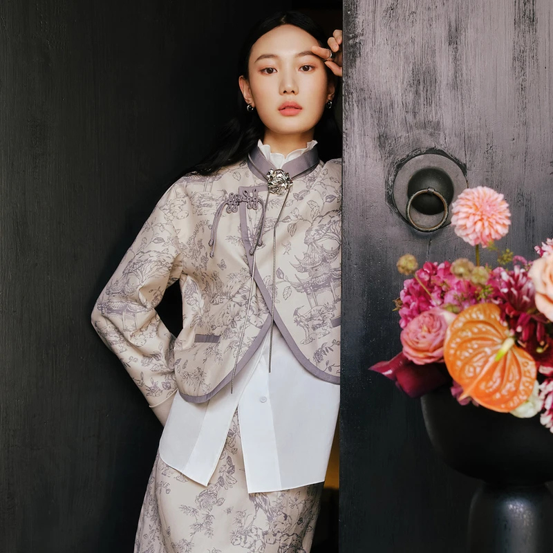 【千颂妮专享】DOUBLOVE东方玫瑰园新中式国风原创提花外套