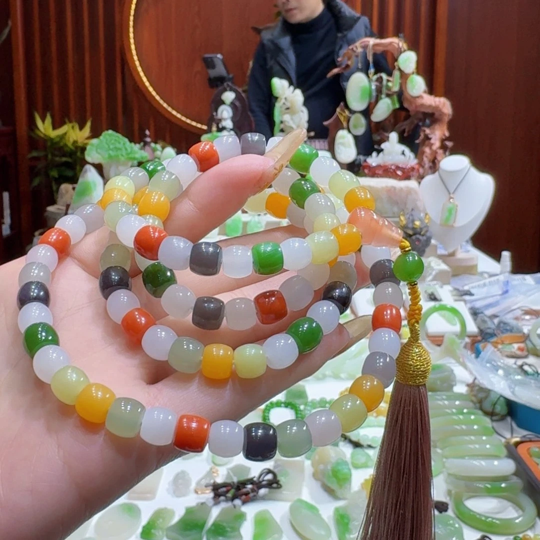 和田玉多宝108 卡8未镶嵌