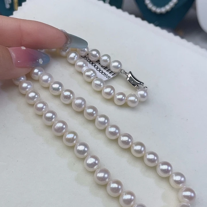 银S925镶嵌淡水珍珠颈饰卡8➕极光白透粉高品