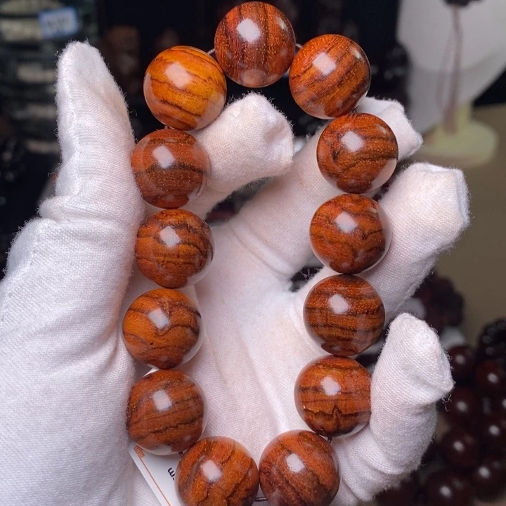 黄花梨/降香黄檀手串/手链虎皮纹糠梨1.8