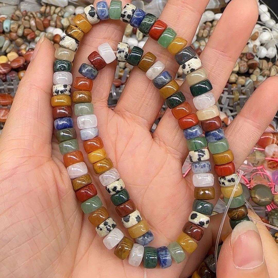 玛瑙/玉髓合金珠宝半成品多宝7mm剁珠一条