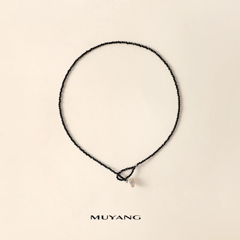 muyang/慕阳 钛钢玻璃项链 百搭简约复古浮岚项链