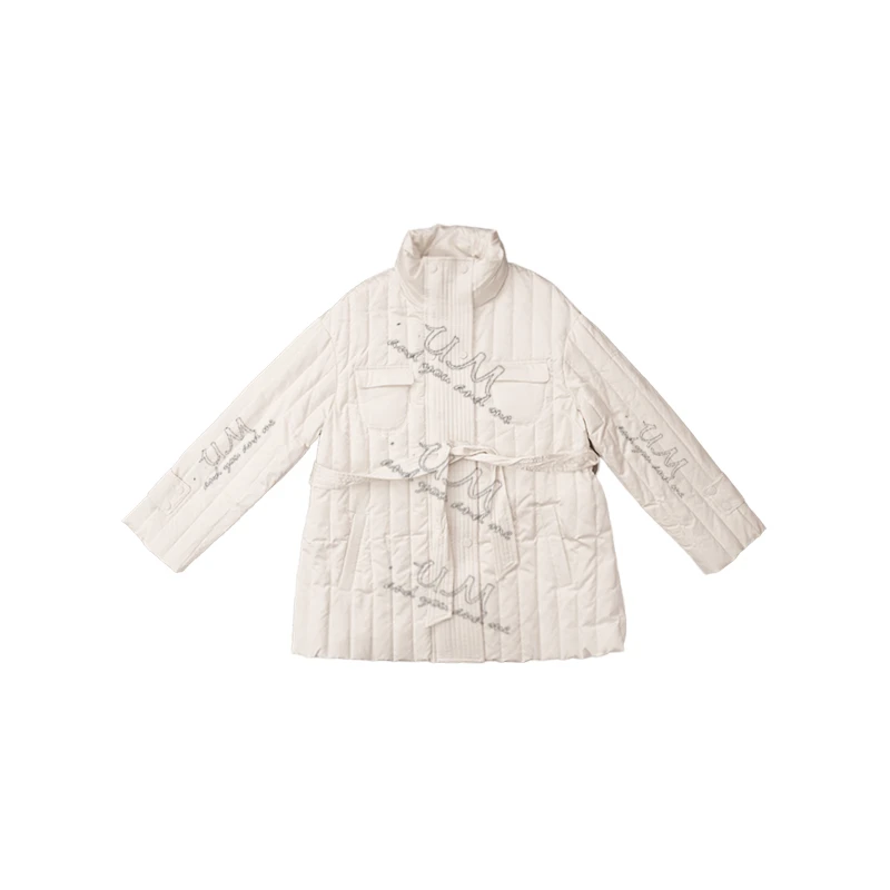 【U.M】桑蚕丝立领中长鹅绒服新国标90白鹅绒