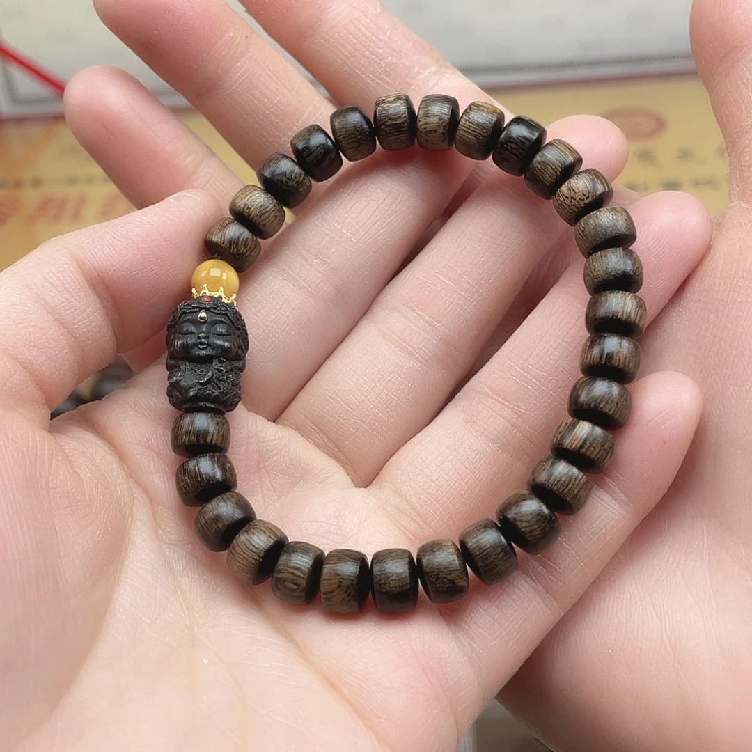 沉香手串越南芽庄黄棋楠玉化瘤疤水波