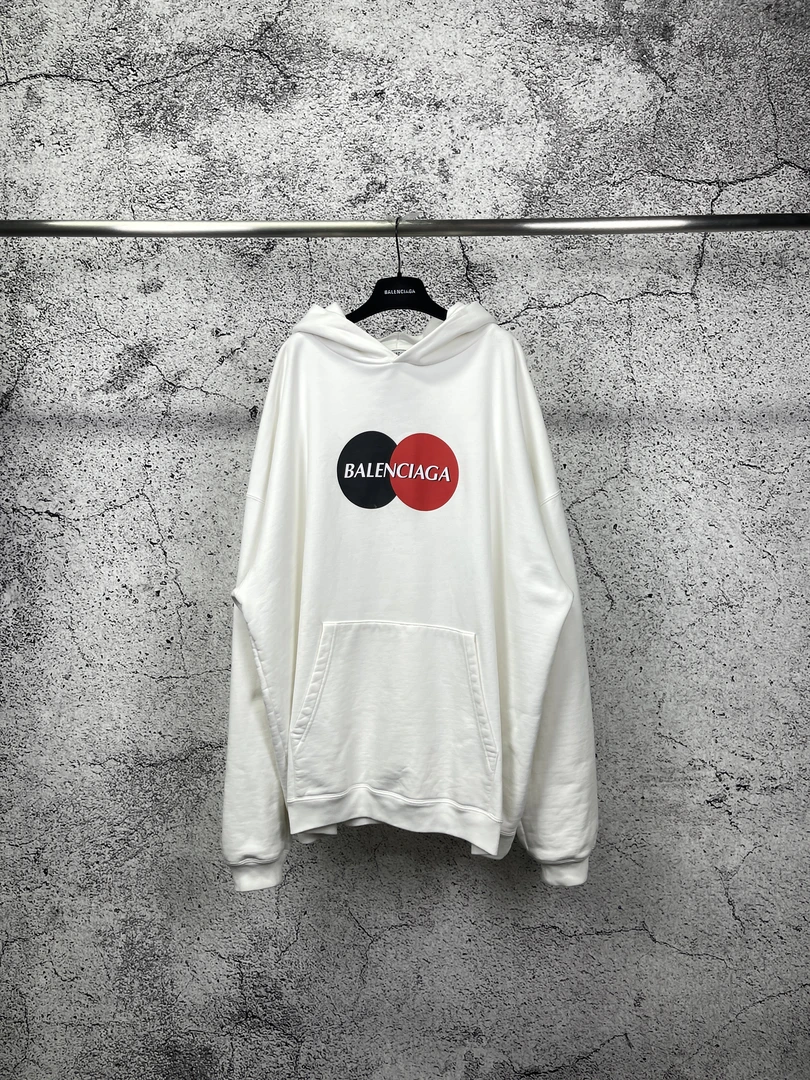 99新 Balenciaga/巴黎世家 万事达印花帽衫/S码/R0144