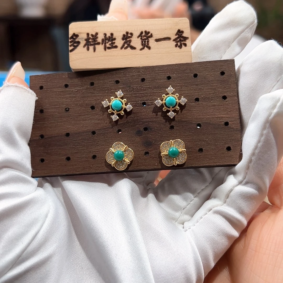 绿松石未镶嵌06耳饰放漏