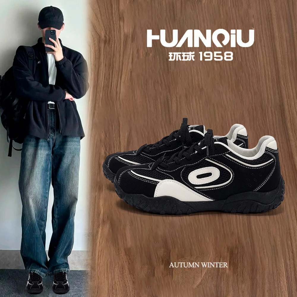 环球隐形增高赛车鞋男款2025秋季新款小众设计休闲百搭学生德训鞋