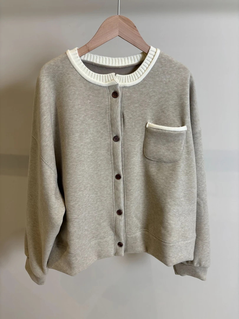 针织保暖圆领适中女薄款毛针织衫开衫韩版秋季