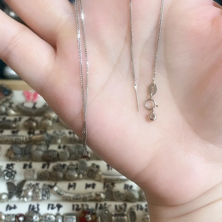 链子925银纯银锁骨链45厘米