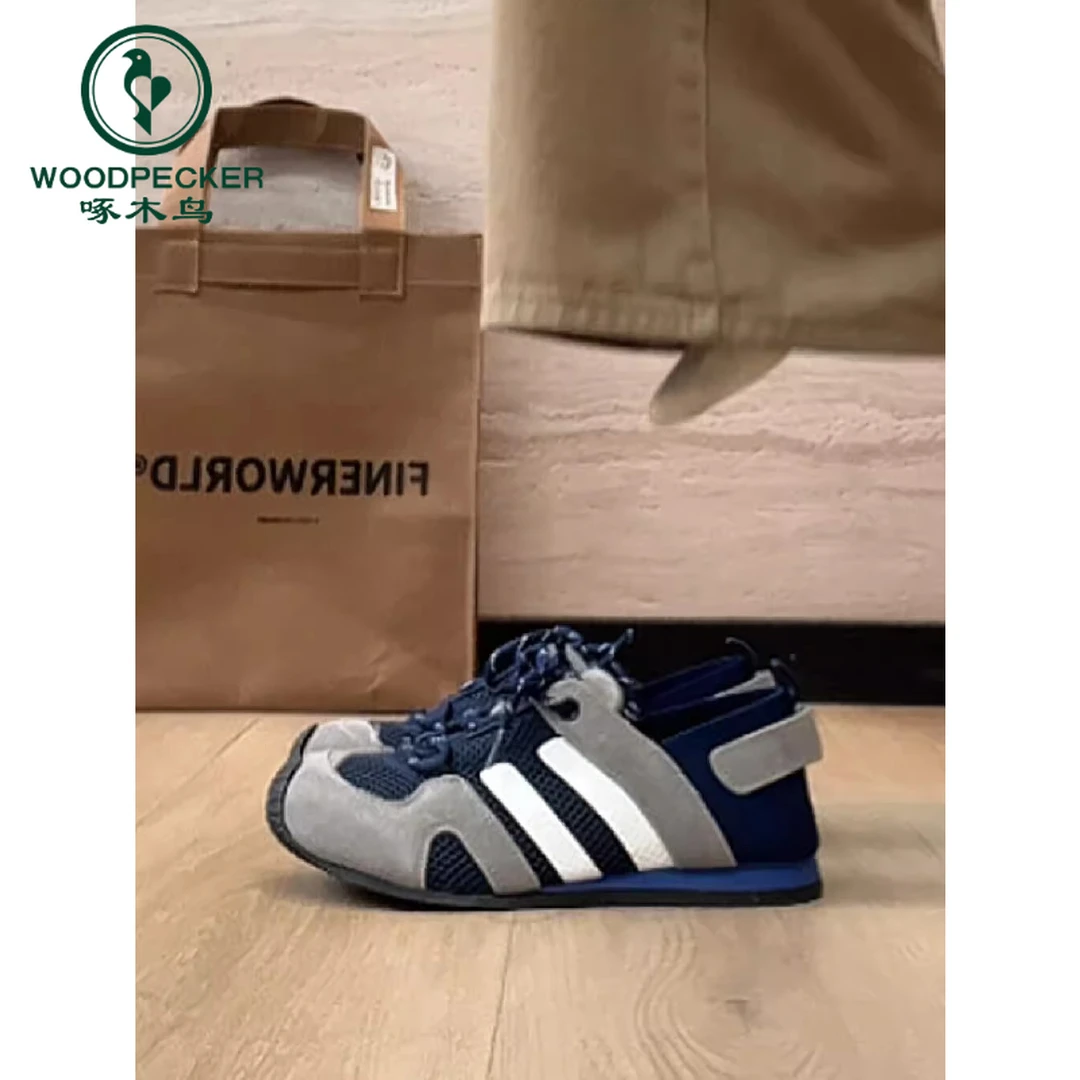 啄木鸟丑萌小众复古阿甘德训鞋女2025夏新款网面透气休闲运动板鞋