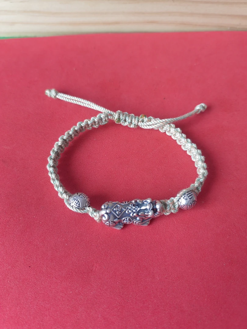 足银手链 足银制品，小貔恘，小圆福字手链