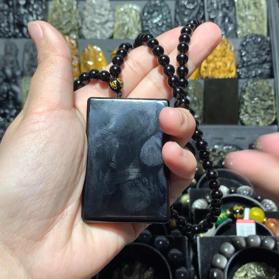 黑曜岩吊坠(赠链)未镶嵌天**财