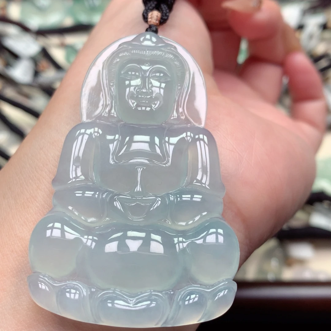 翡翠未镶嵌颈饰观音