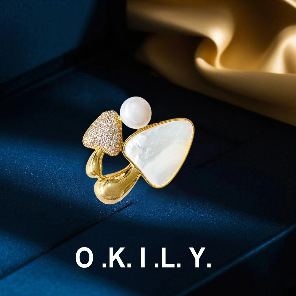 铜合金锆石胸针 【BP0283】趣味白色贝壳锆石蘑菇胸针