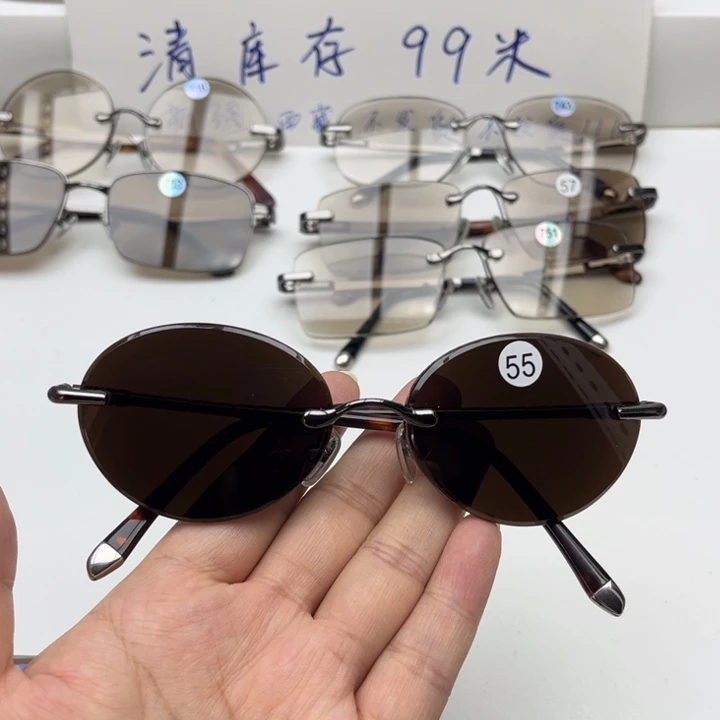 无框款深茶色鸡蛋圆，55