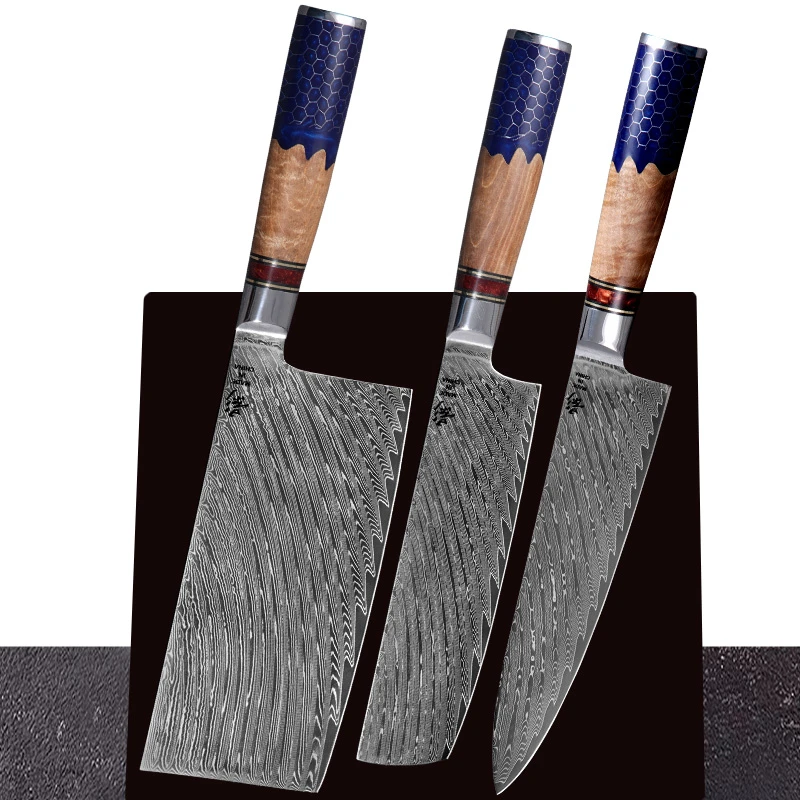 《影》真大马士革67层树脂羽毛套装10cr15mov