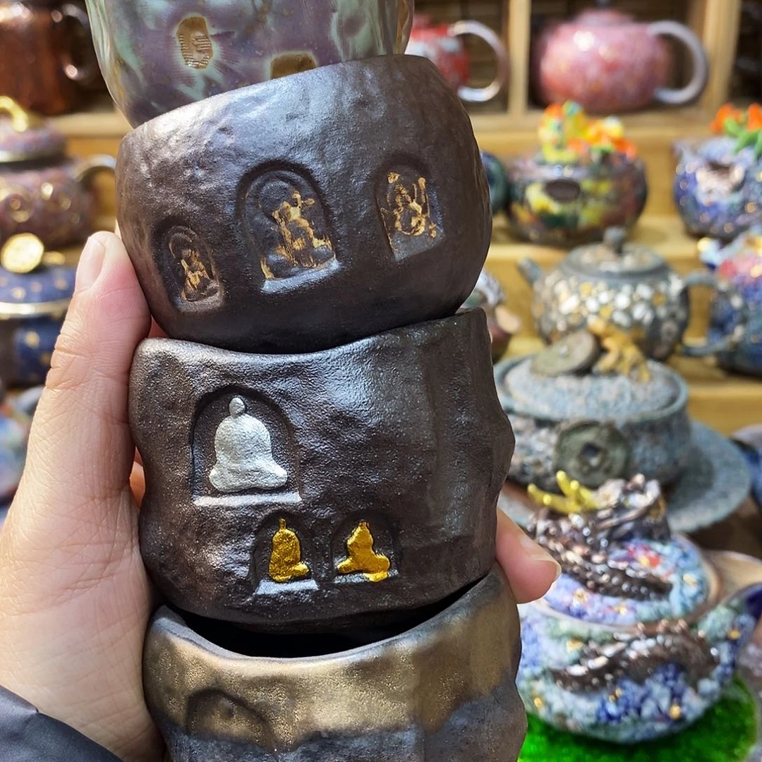 陈***彡粗陶柴烧志野茶器