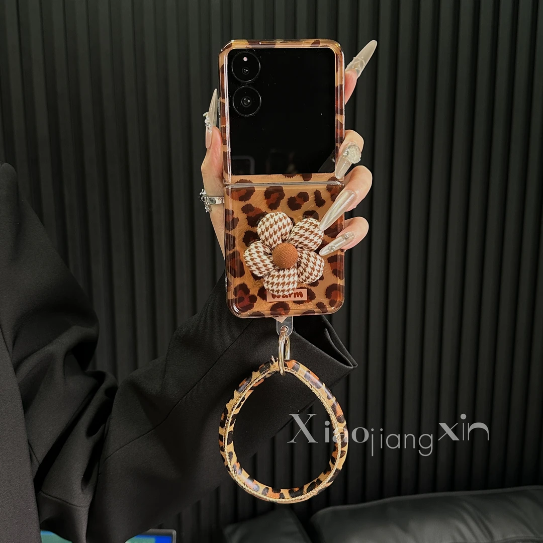 新款豹纹适用小米mixflip折叠荣耀vflip手机壳支架手提华为三星女