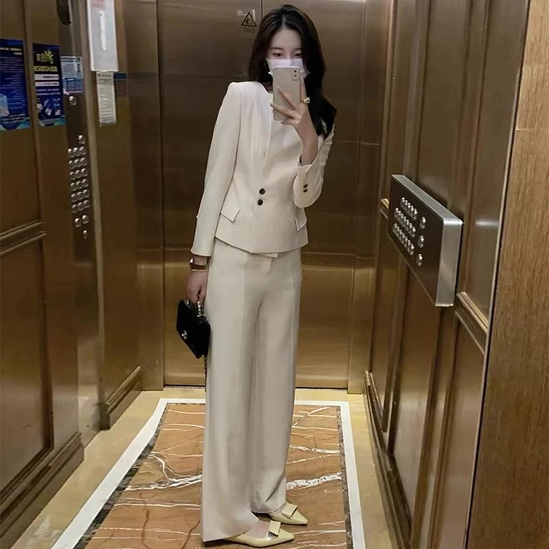 小个子休闲通勤女装高级感职业套装春秋气质名媛小香风西装两件套