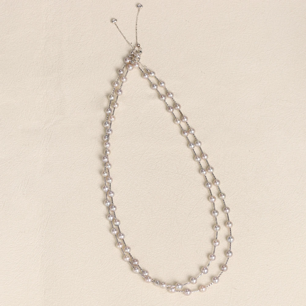 【叭哒不惑】多样性发一18K金4.5-5mmakoya银蓝满天星项链 长40+3cm