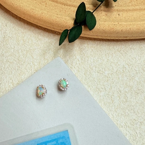 全新未使用  【六六中古】孤品s925欧泊耳钉ap6803