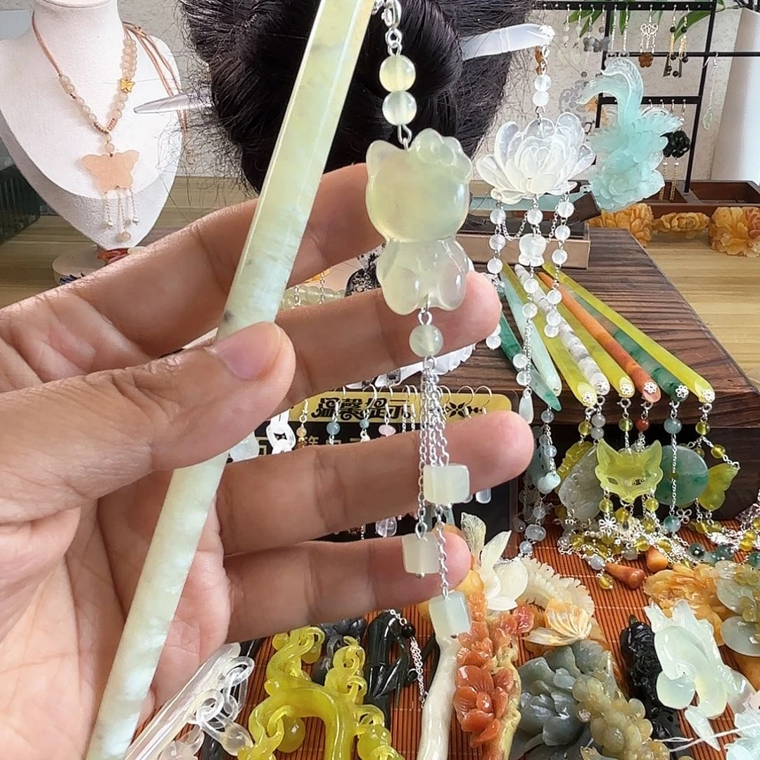蛇纹石玉合金发饰
