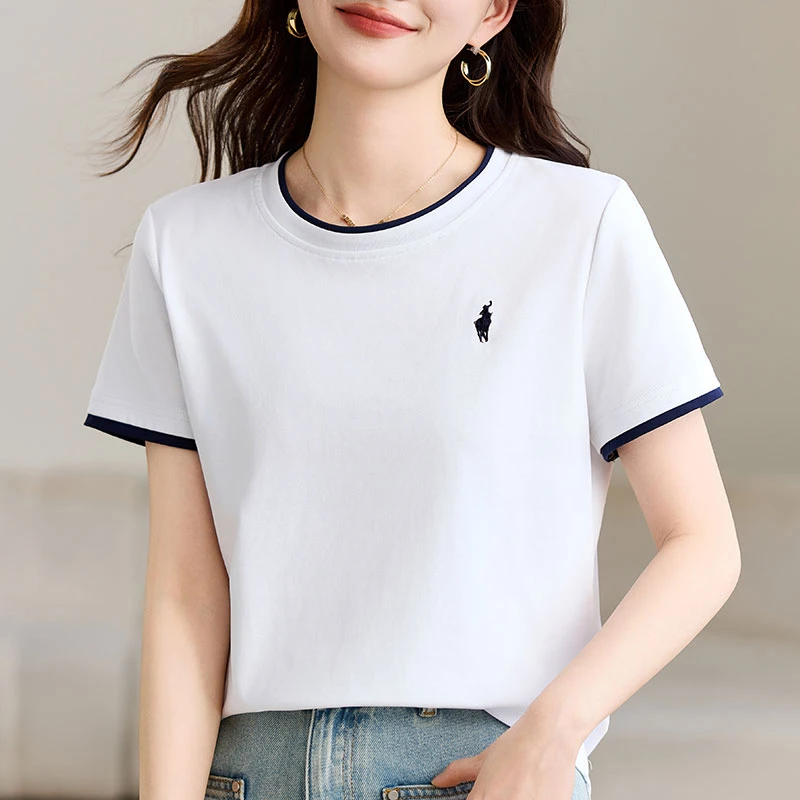 【母亲节洋气衣服】2025夏季新款女士短袖t恤爆款正肩妈妈白色上衣