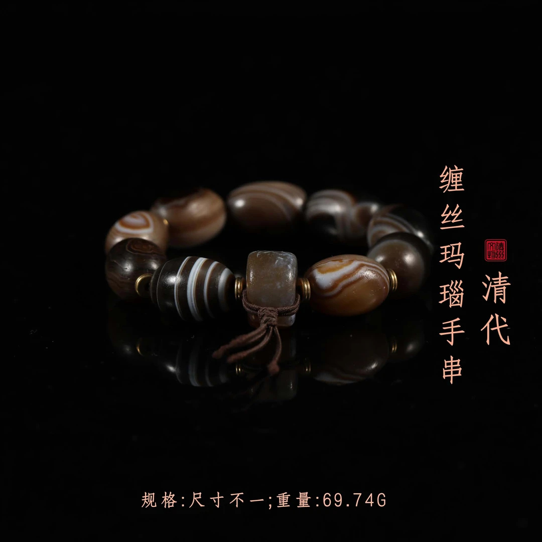 清代缠丝玛瑙手串/DZ005124/古玩/收藏/德州文物