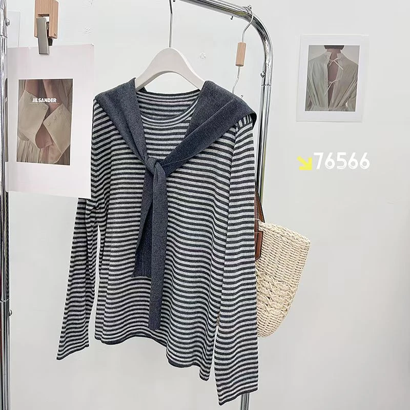 【实体店品质】孕妇真两件针织弹力上衣披肩可取针织衫