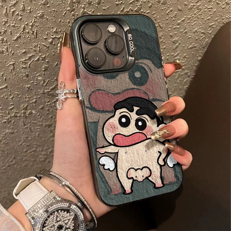 油画小新趣味防摔适用苹果16手机壳华为mate70小米iphone15磨砂壳