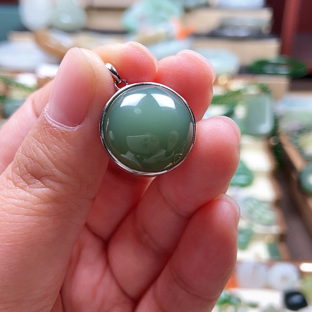 吊坠(不含链)银S925镶嵌和田玉