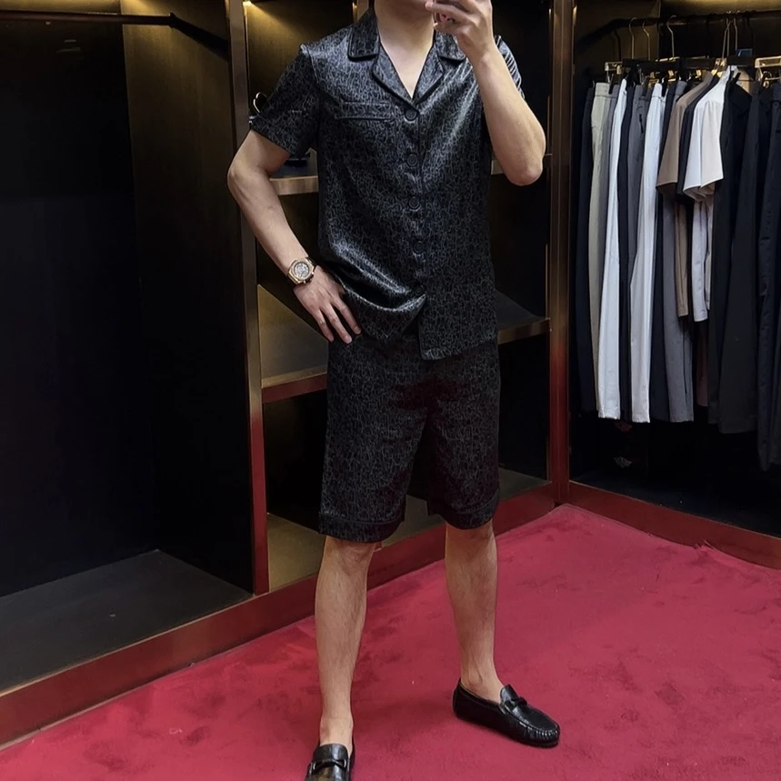 2025-25086-33薄款短裤短袖夏季睡衣家居服套装时尚家居服男士