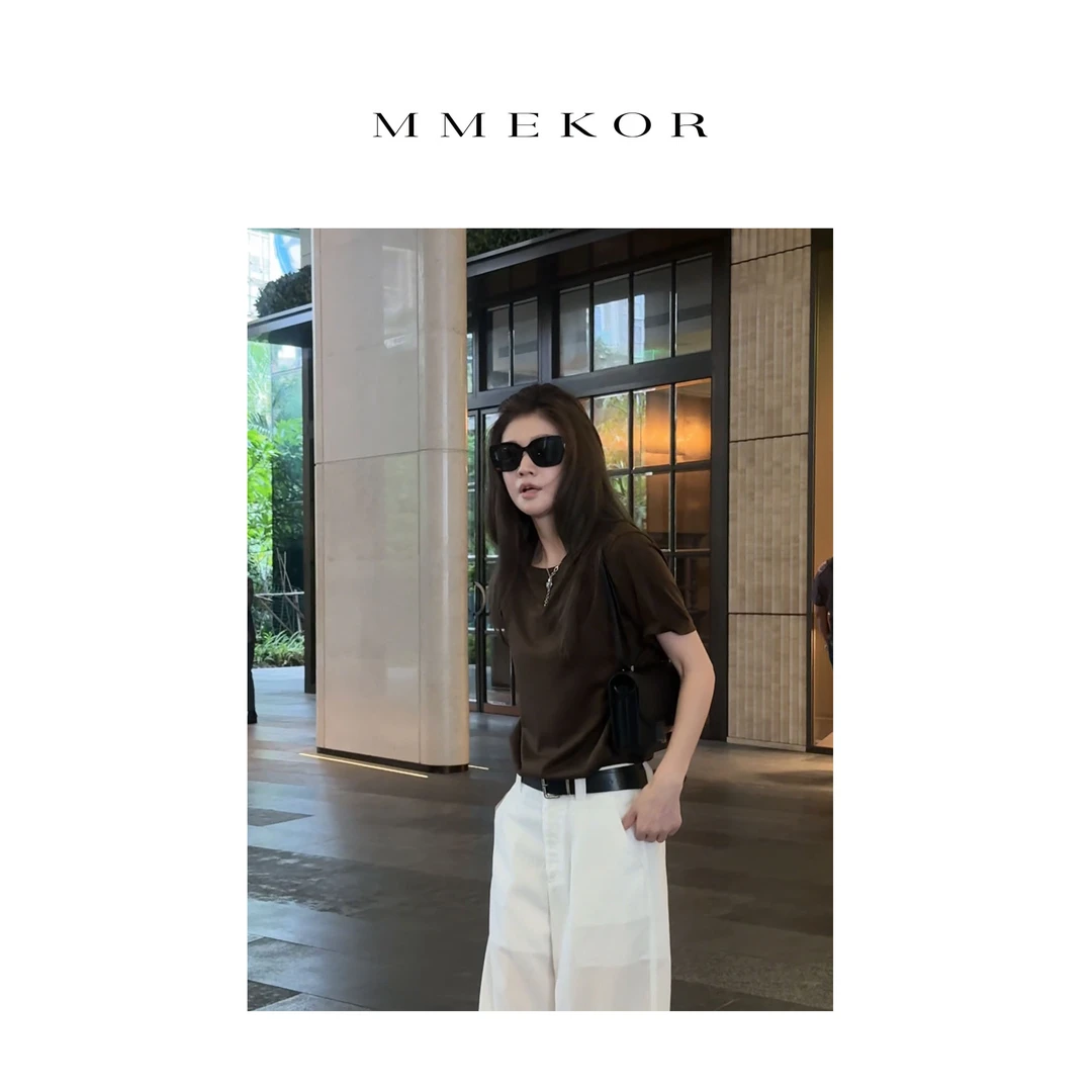 MMEKOR“零度可可”T恤 2025新款智性通勤日常休闲短袖 89907
