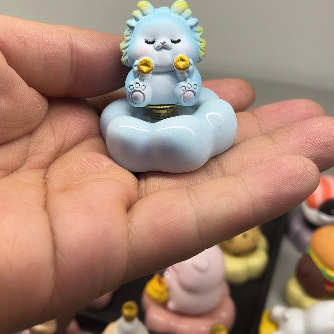 陶摆件蓝色小龙转转摆件