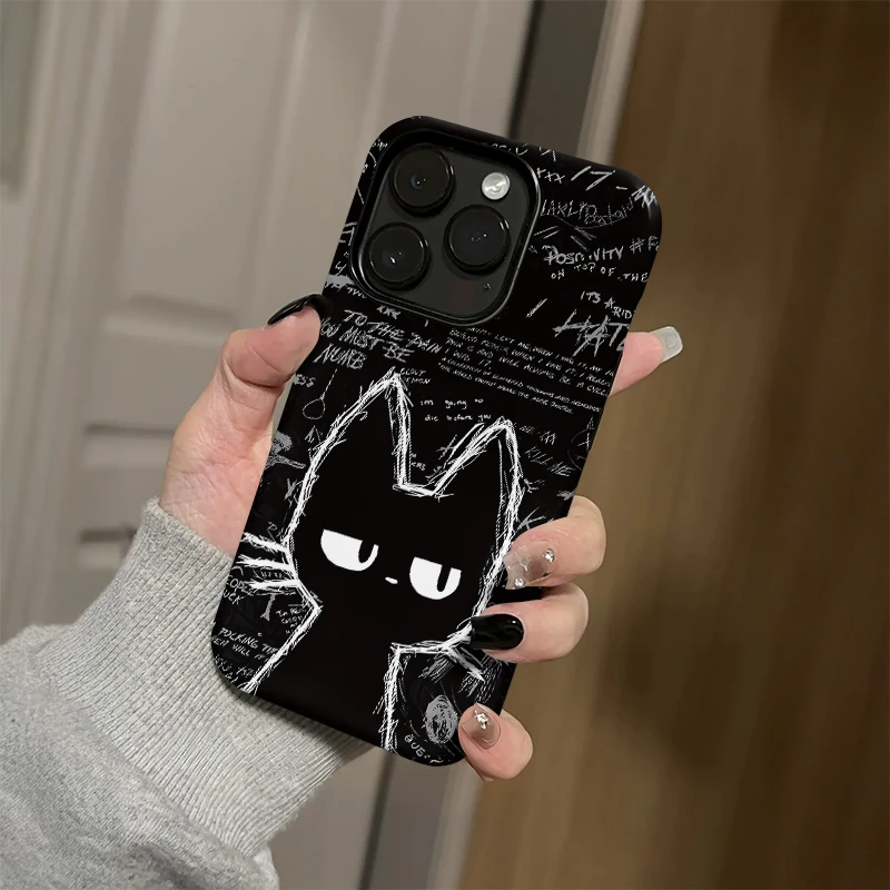 混乱情绪猫适用苹果17pro华为p70菲林二合一手机壳iPhone/16p可爱