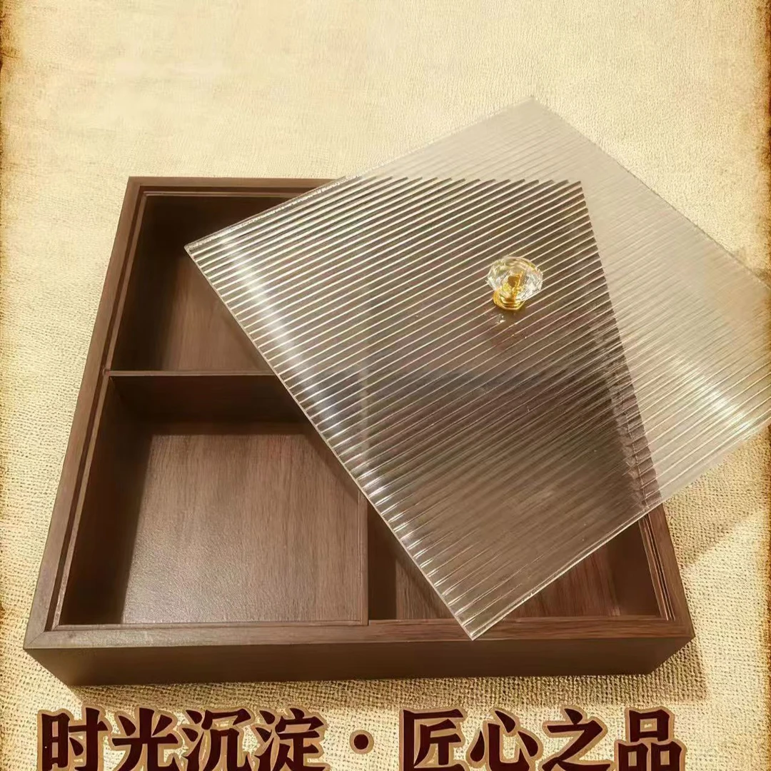 原木风干果盘客厅茶几家用零食摆放盘2025新款新年分格糖果收纳盒